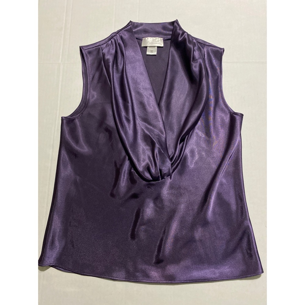 Wondermaid Purple Satin Cowl Neck Women's Sleeveless Blouse Top Medium
Dressy